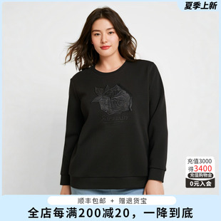 胖太太大码女装秋装新品花朵图案套头卫衣通勤打底衫潮424310810