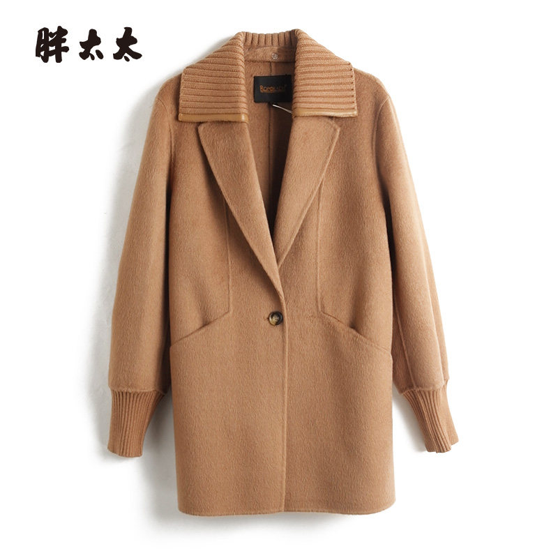 羊毛大衣胖太太西服领职业气质款