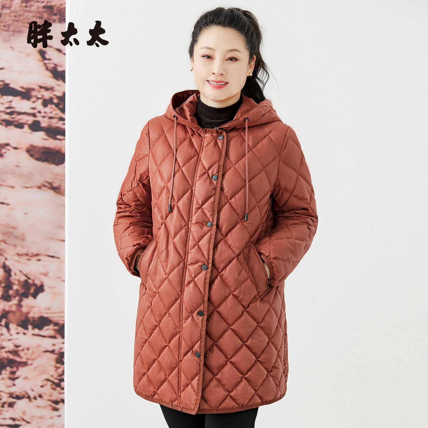 胖太太大码中长款羽绒服保暖时尚