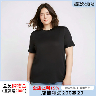 纯色针织短通勤袖 胖太太大码 新品 女装 T恤圆领上衣潮621100710 夏季