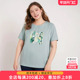女装 夏装 新品 胖太太大码 抽象图案上衣短袖 T恤宽松舒适潮324224010