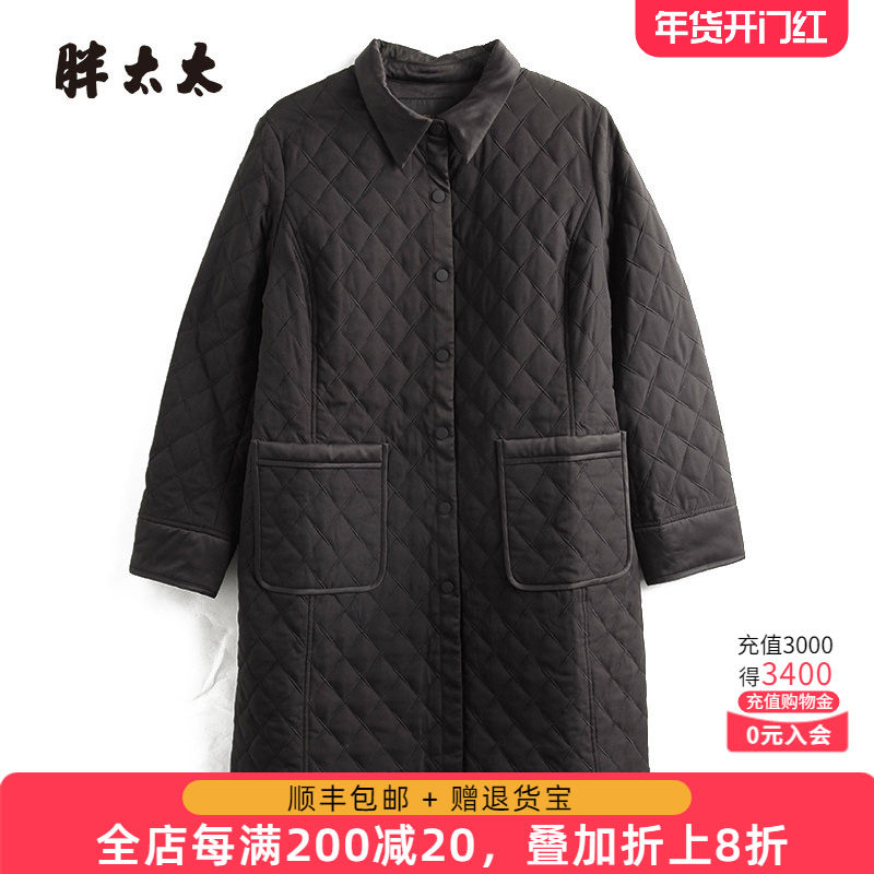 胖太太大码女装秋冬季新品黑色翻领棉服中长保暖外套潮821409310,女装/女士精品,大码棉服,淘宝优惠券,粉丝福利购,淘宝优惠卷