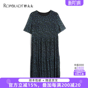 胖太太大码女装夏新品连衣裙200斤减龄遮肉显瘦通勤长裙821202541