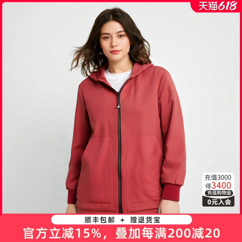 外套胖太太连帽宽松抽绳