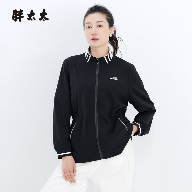 胖太太风衣外套立领休闲