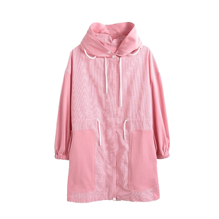 胖太太大码女装春夏季新品粉色宽松中长款风衣外套款 821109910