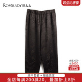 潮322305921 胖太太大码 黑色暗花宽松舒适休闲裤 女装 长裤 春秋新款