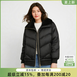 新品 胖太太大码 女装 冬季 夹克配皮獭兔毛领鹅绒服潮921404910 短款