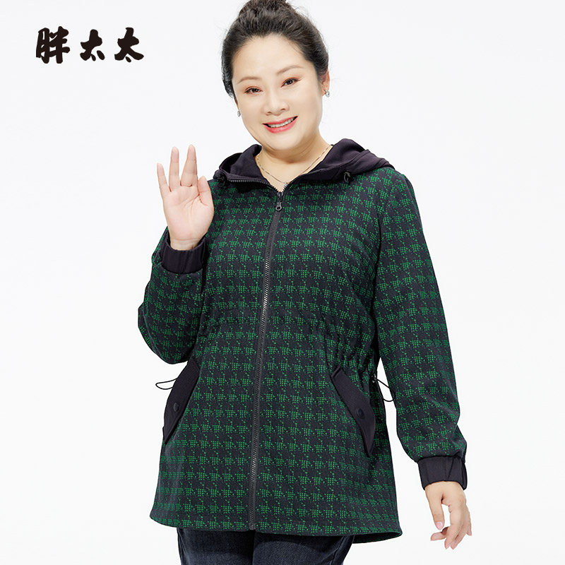 连帽外套胖太太花色图案