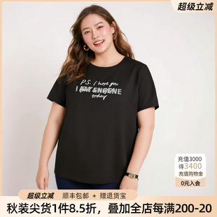 字母图案上衣短袖 胖太太大码 新品 女装 T恤宽松舒适潮724210810 夏装
