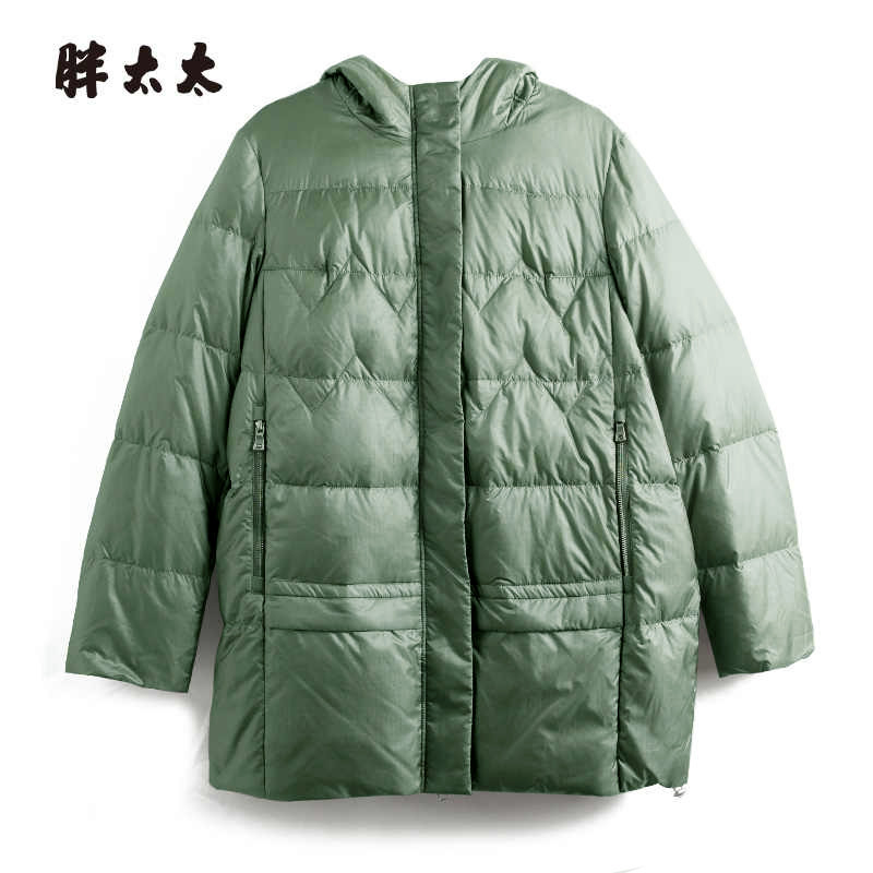 胖太太羽绒服连帽休闲舒适