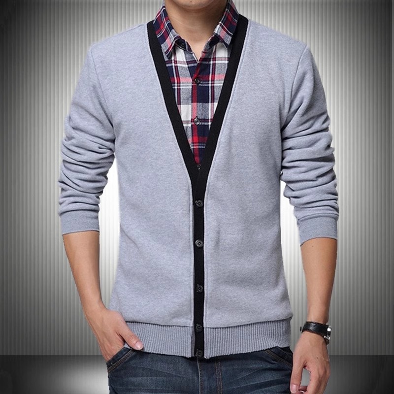 男装套头假两件上衣棉质针织T恤衫横纹宽松加大码秋衣外套打底衫