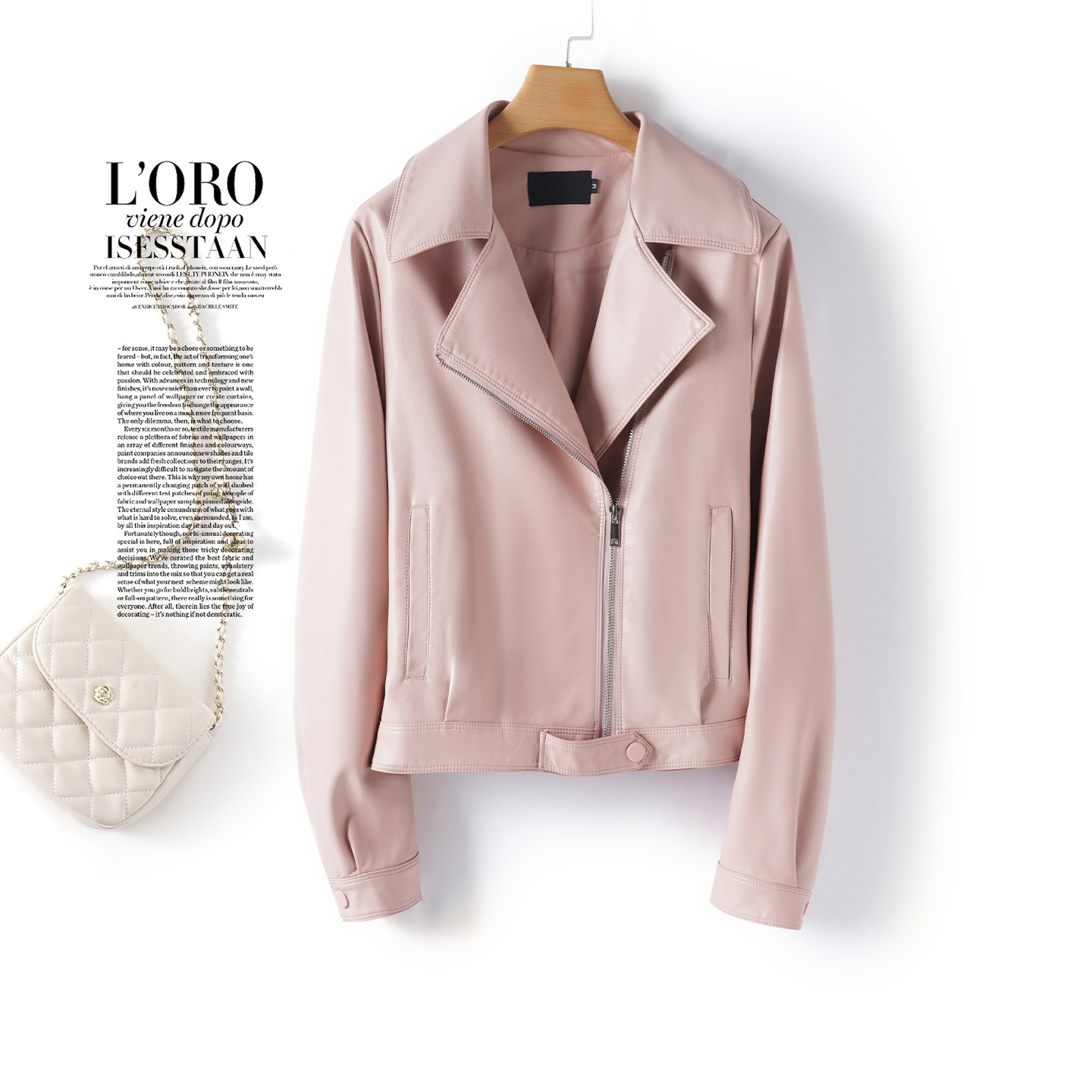 2026年新款皮夹克女短款时尚粉色真皮外套海宁春秋绵羊皮衣小个子