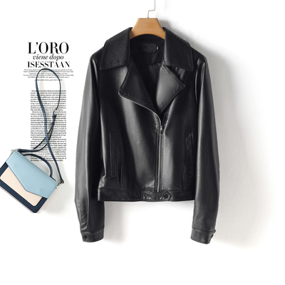 机车皮夹克女外套短款皮衣小个子