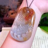 一博珊瑚玉天然雕刻吊坠时尚 项饰品2020年轻少女新款 婚礼精品