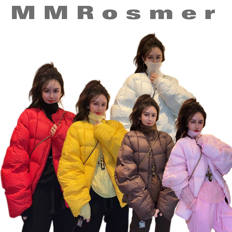 圆领长袖压线羽绒服厚外套女