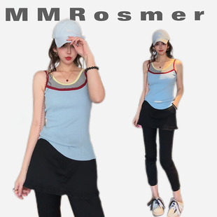 无袖 春季 显瘦时尚 通勤条纹撞色针织背心女士修身 休闲吊带打底 新款