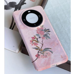 巷午 中式温柔粉色花朵适用于苹果15红米k70e/vivox100/OPPOreno11一加12华为mate60p荣耀magic5手机壳三星s2