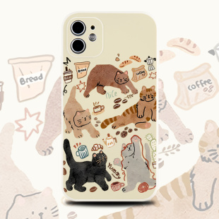 oppofindx8小米15u硅胶手机壳vivox200s荣耀magic7 16华为p80 400红米note14 可爱插画猫咪适用于苹果17 巷午