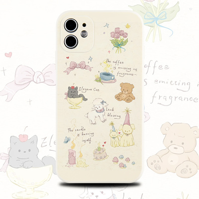 巷午 法式可爱动物插画适用于苹果15红米note13华为mate60p70opporeno12小米14/11硅胶手机壳vivos19荣耀200p