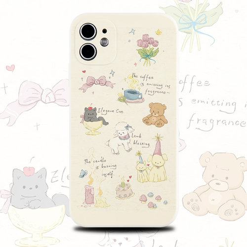 巷午 法式可爱动物插画适用于苹果15红米note13华为mate60p70opporeno12小米14/11硅胶手机壳vivos19荣耀200p