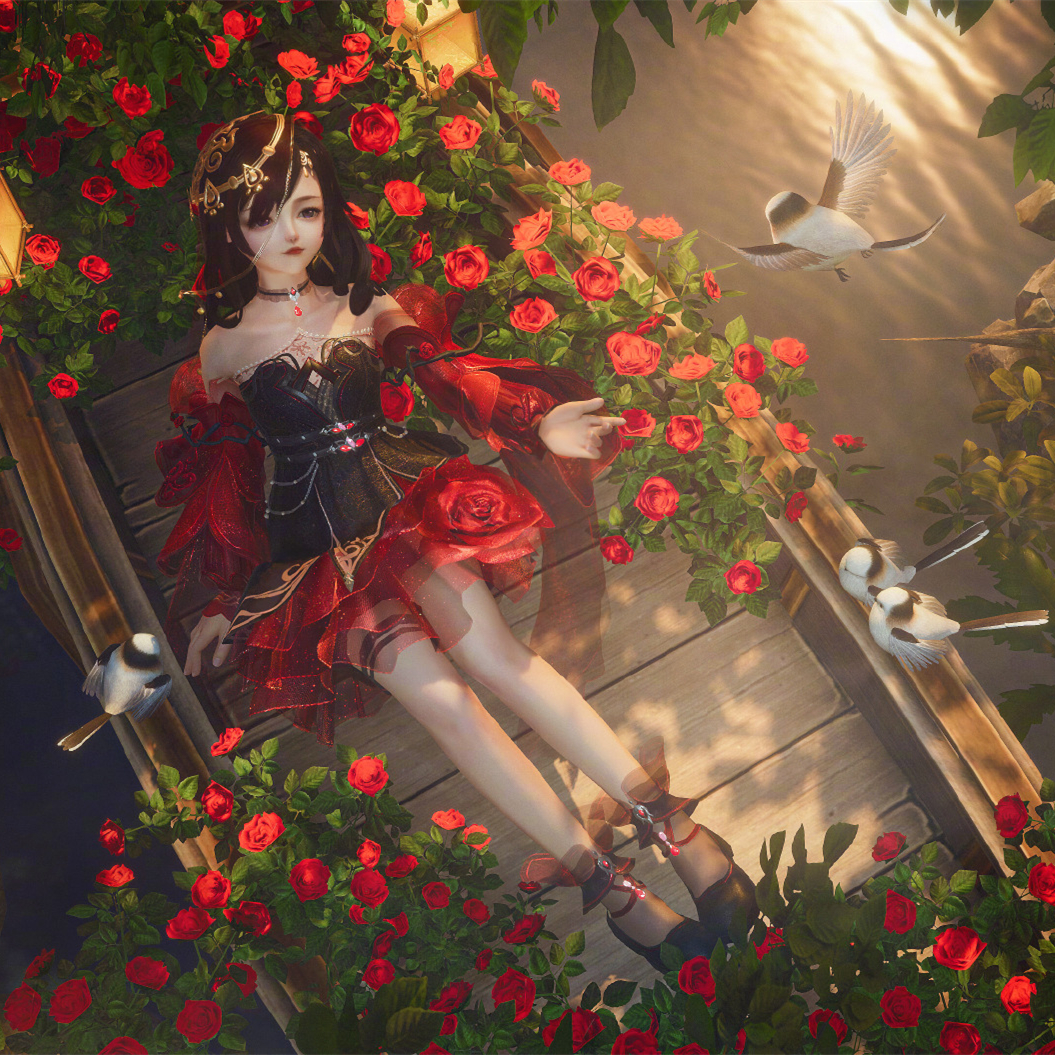 剑网三3外观 天选月凝复刻玫瑰轻罗绕情春透云栽红黑粉白月凝脚印