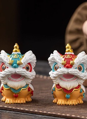 茶宠国潮醒狮招财摆件乔迁新居茶桌开业家居装饰客厅文创玄关舞狮