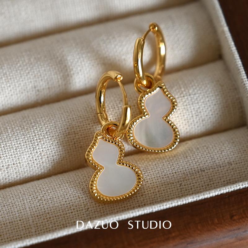 双面葫芦贝母耳环高级感气质耳扣