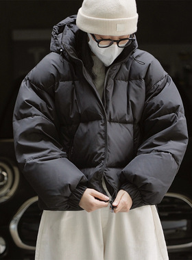 冬季自留款韩版休闲短款连帽羽绒服廓形宽松显瘦加厚保暖鸭绒外套