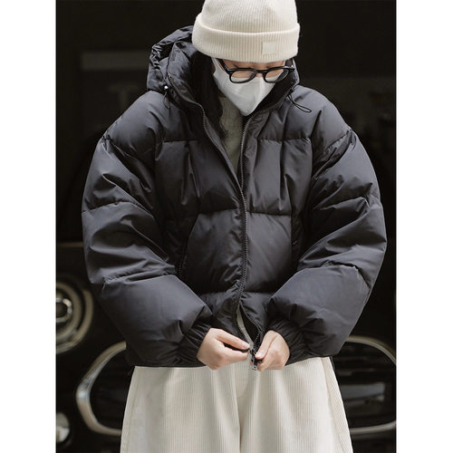 韩系高端加厚保暖短款带帽羽绒服