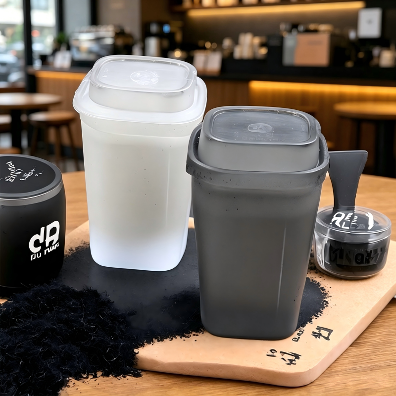 大柠制茶黑色方形杯四方奶茶杯一次性水果奶茶杯茶杯柠檬茶四方形