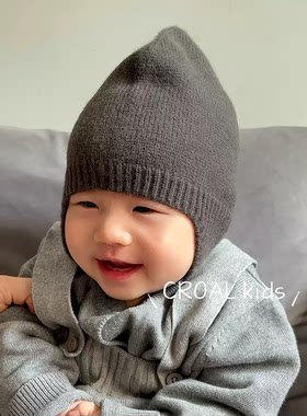 韩国针织飞行帽婴幼儿宝宝秋冬凹造型保暖护耳帽儿童雷锋帽潮