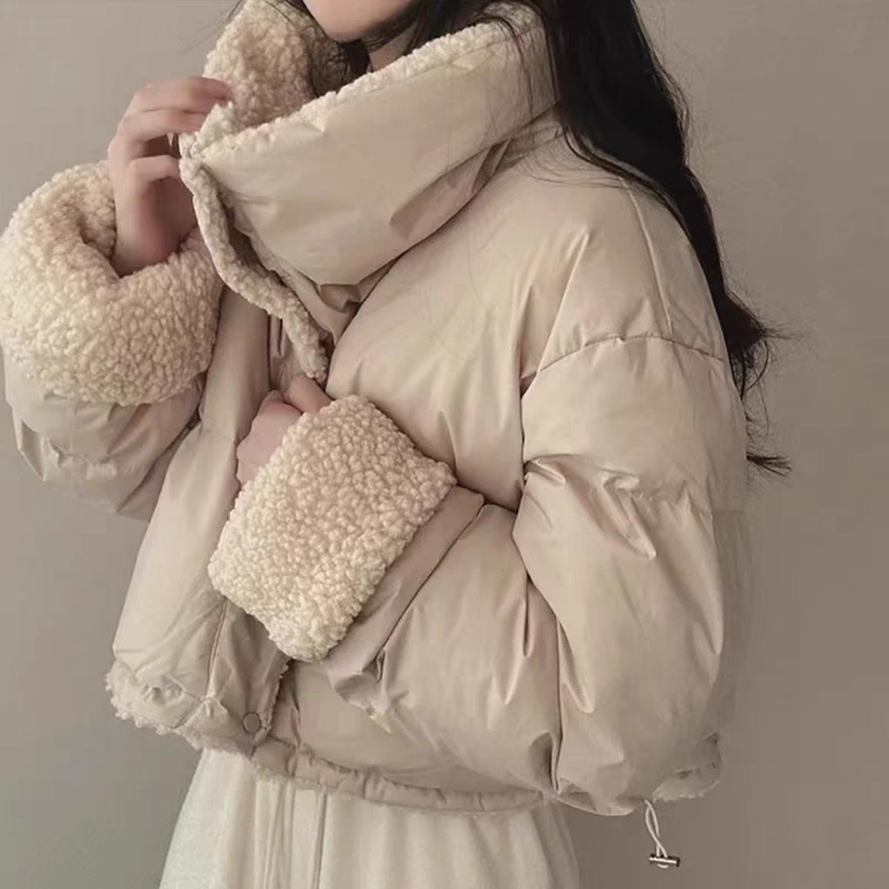 2025新款羽绒棉服女短款冬季超好看加厚小个子羊羔毛棉衣棉袄外套