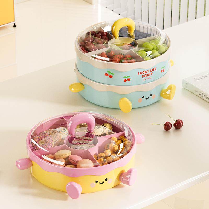 创意卡通果盘家用客厅可旋转收纳盒多巴胺萌趣零食坚果茶点干果盘,餐饮具,果盆/果盘/果篮,淘宝优惠券,粉丝福利购,淘宝优惠卷