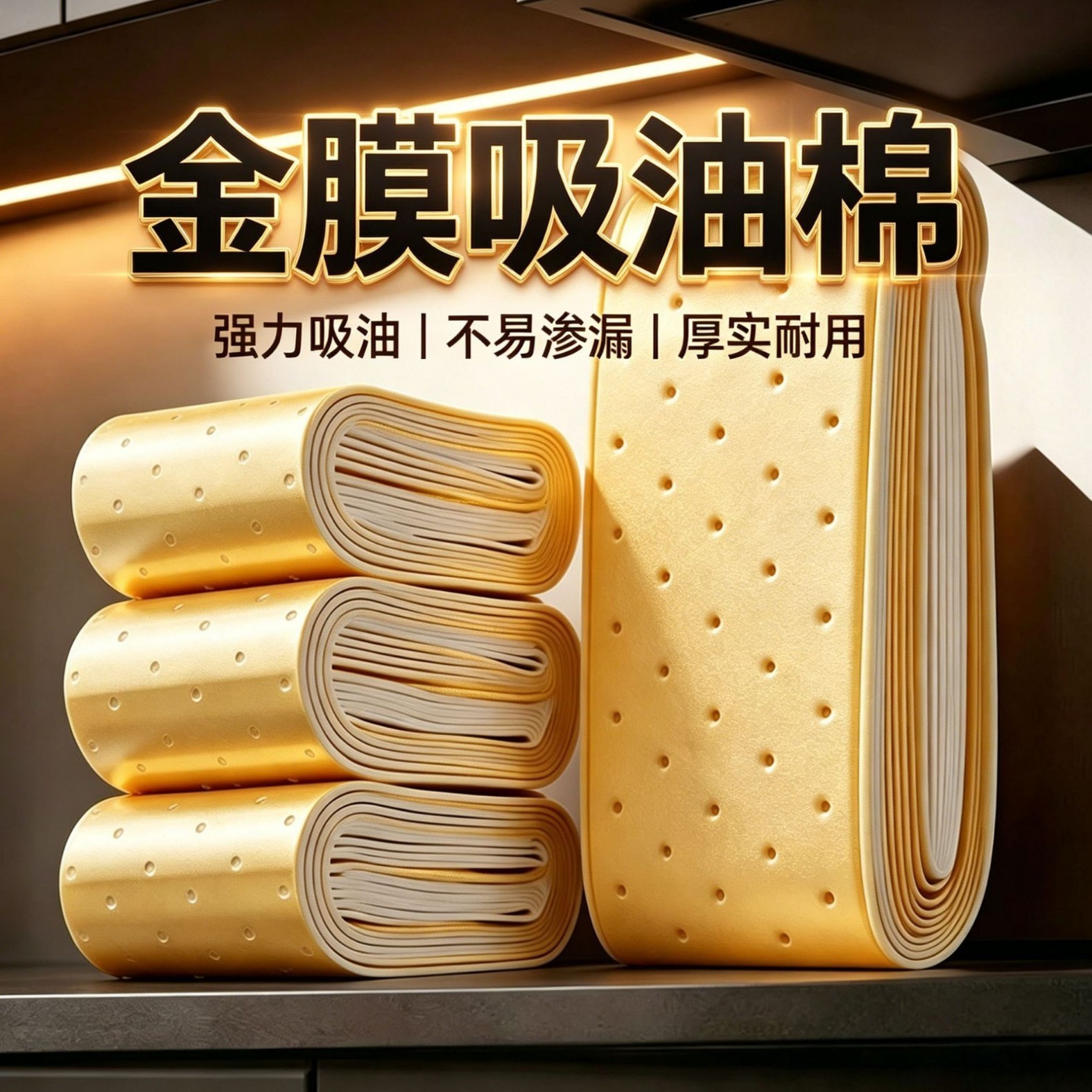 厨房油烟机金色吸油棉过滤纸垫侧吸式油烟机油盒油槽吸油棉吸油用
