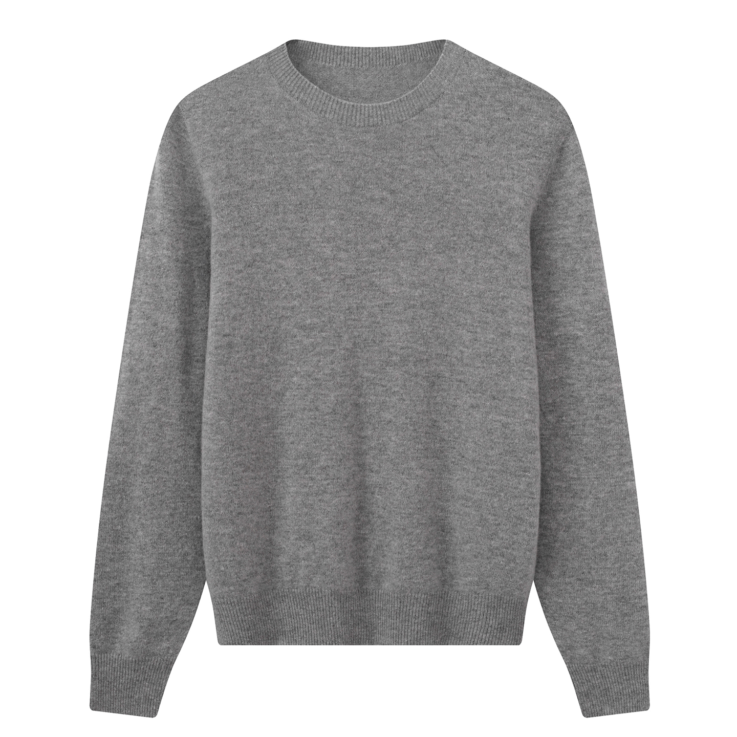 无缝一体羊绒衫女士圆领套头衫柔软亲肤纯色宽松百搭羊毛衫保暖