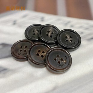 天然牛角纽扣LP黑色字母西装马甲外套圆形毛衣开衫扣子羊绒衫钮扣