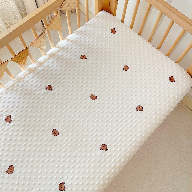 韩国ins婴儿床床笠秋冬拼接床豆豆绒床单加厚新生儿宝宝床垫罩