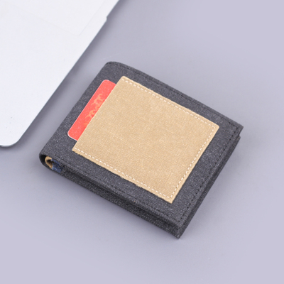 帆布钱包男款美金包短款男士牛仔布皮夹男式卡包一体wallet男钱夹