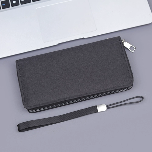 Мужская тканевая длинная маленькая сумка клатч, бумажник с молнией, мобильный телефон, сумка с петлей на руку для отдыха, кошелек, бизнес-версия, ткань оксфорд