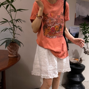 欧洲站2026秋季新款韩版100棉宽松显瘦百搭圆领短袖T恤女设计感