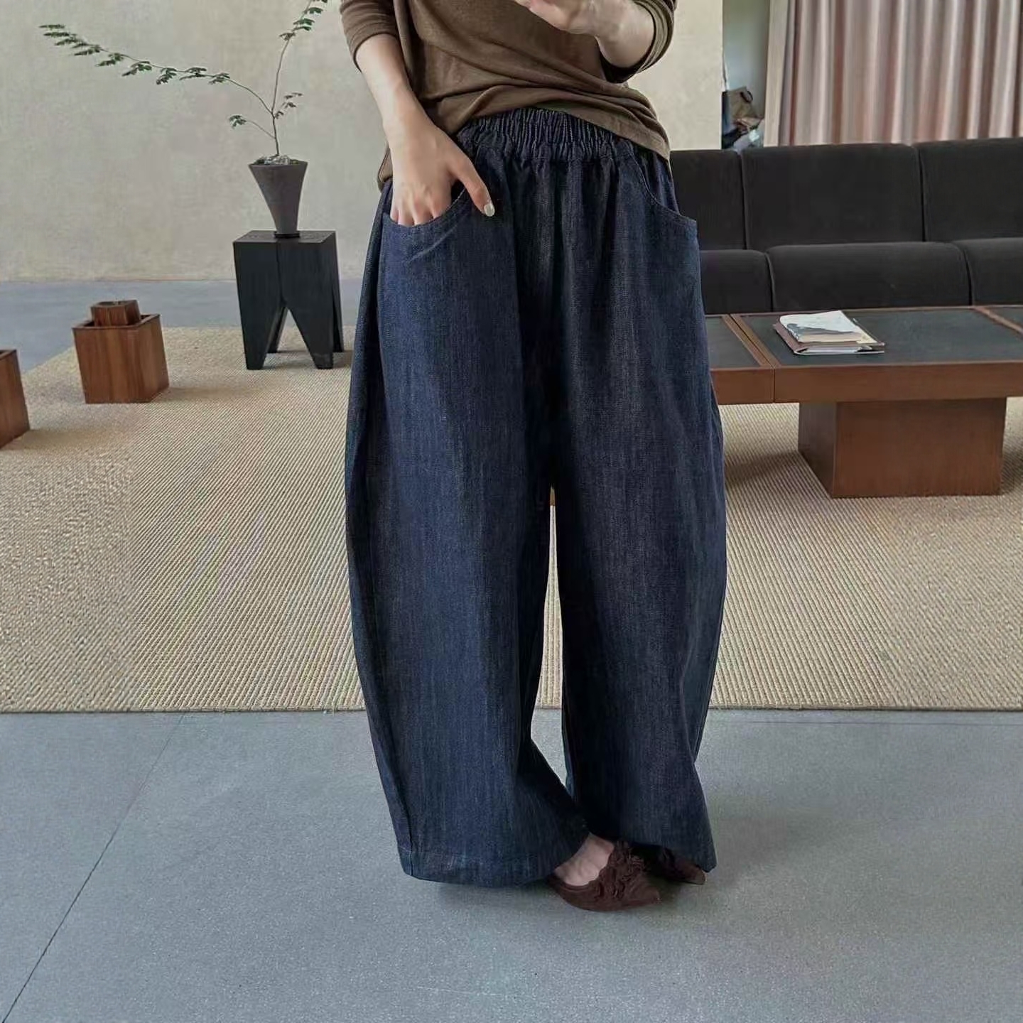 2025秋季新款高端韩版百搭高腰显瘦直筒阔腿裤女宽松休闲长裤子