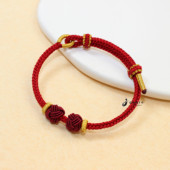 周家大福家同款 红金色8股编绳手工编织女手链可拆卸DIY路路通编绳