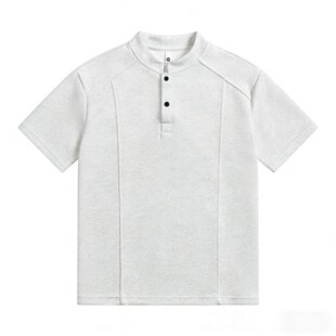 重磅宽松休闲百搭短袖 男夏季 T恤上衣 小立领亨利领polo衫 新中式
