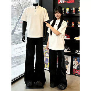 夏季 男款 美式 重磅立领T恤衫 亨利领正肩Polo衫 高级感五分半袖 短袖