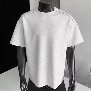 boxy高街设计感潮牌半袖 男夏季 上衣 重磅拼接t恤短袖 cleanfit美式