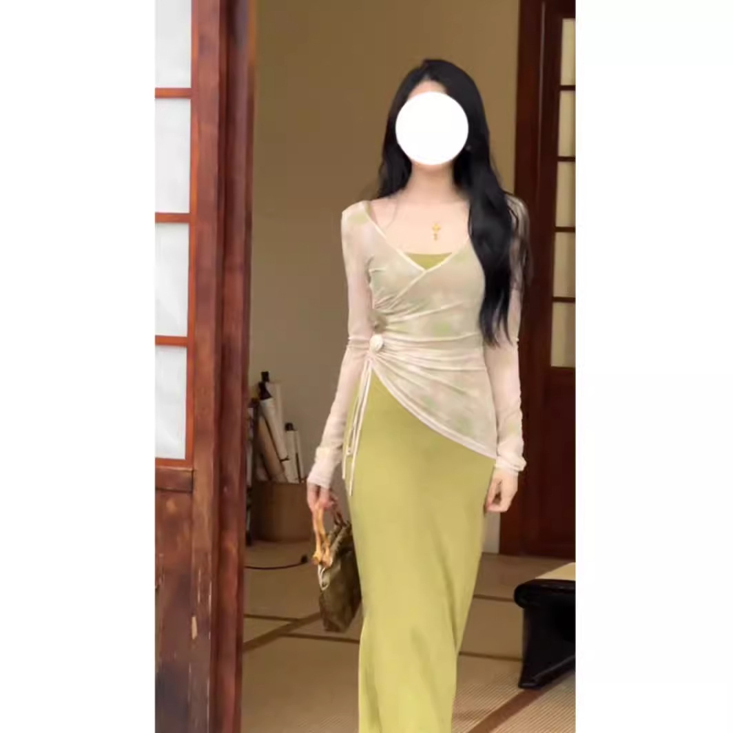 新中式气质网纱套装裙女2025秋季