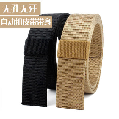 无头皮带男自动扣帆布腰带