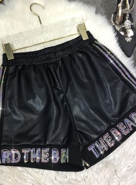 松紧腰欧美风其他短裤镶钻阔腿裤