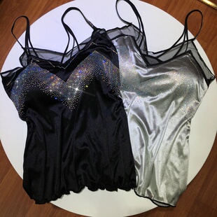 重工烫钻吊带背心女夏季 显瘦性感丝滑裹胸上衣内搭带胸垫 蕾丝修身